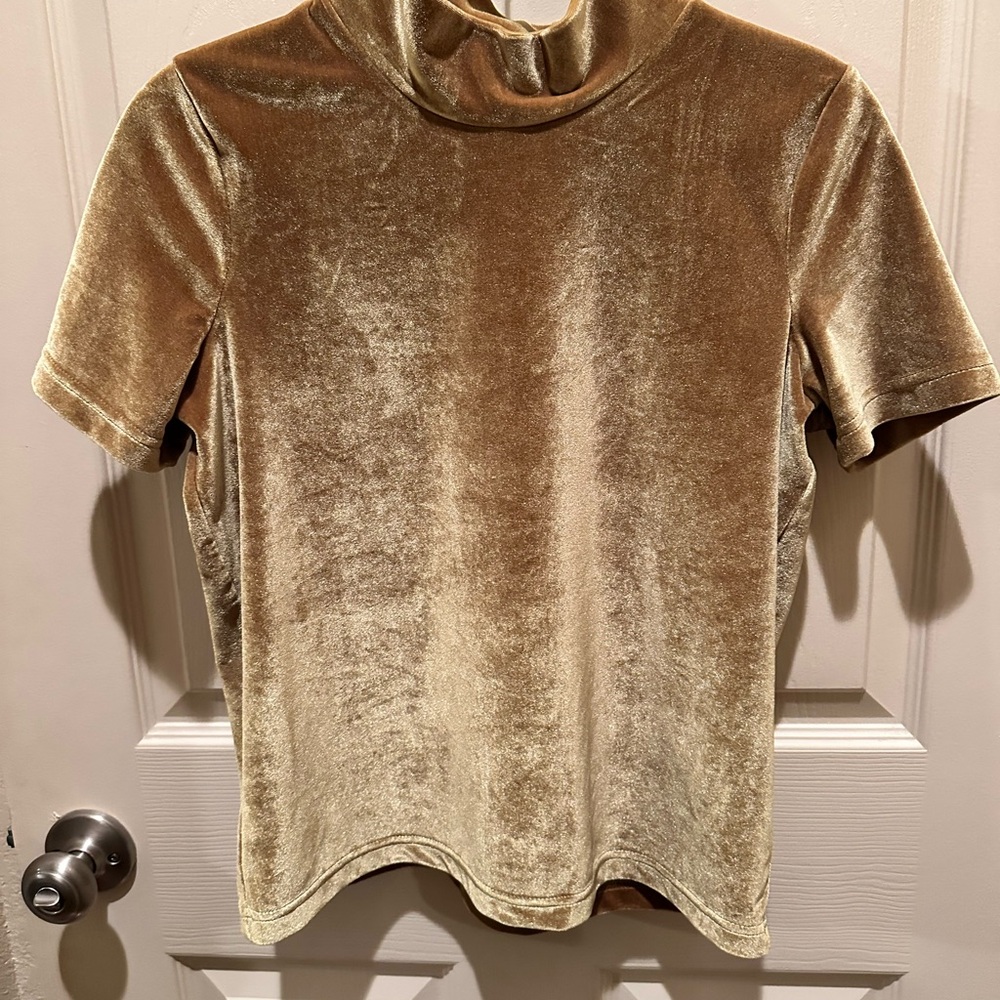 Madewell Gold Velvet Short Sleeve Top